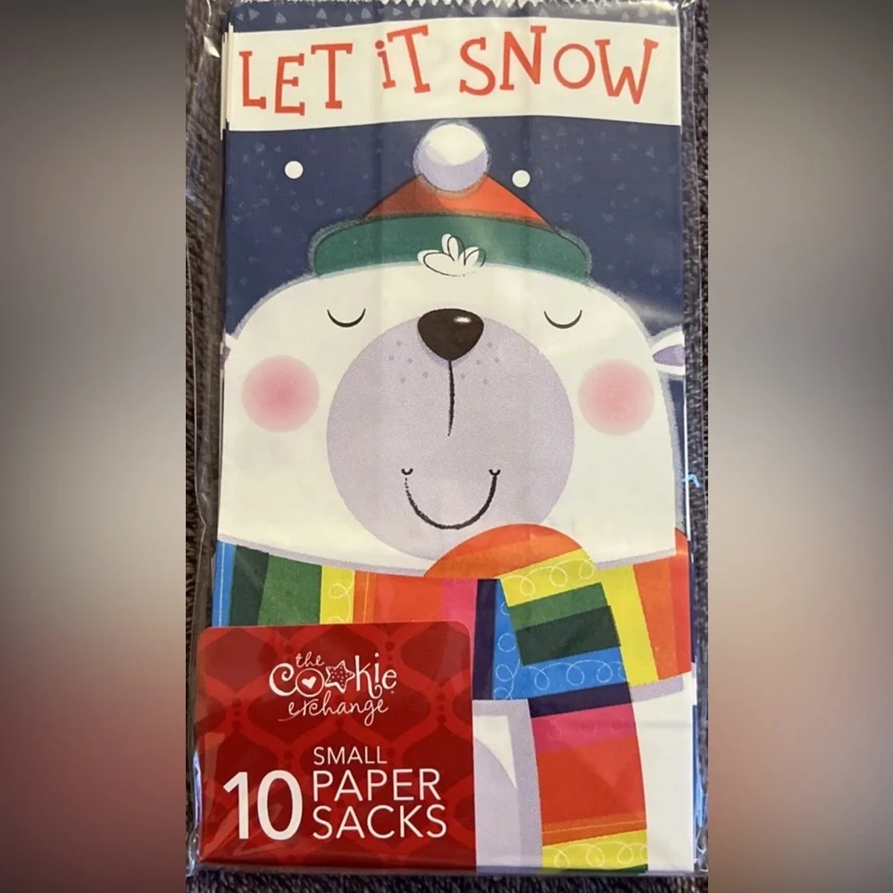 PREMIUM Cookie Exchange Paper Sacks, Christmas Holiday Polar Bear Design